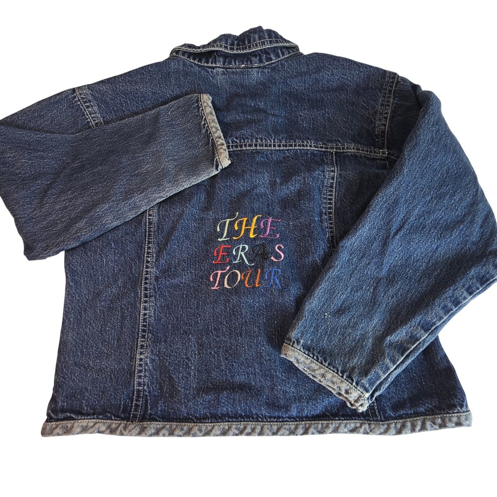 OshKosh B'gosh Tour Jean Jacket Custom Embroidered Denim Girls Size 7